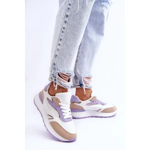 Women's sports shoes on platform White-purple Henley