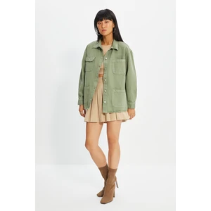 Trendyol Khaki Pocket Detailed Denim Shirt Jacket