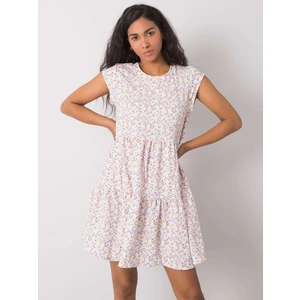 STITCH & SOUL White patterned dress with a frill