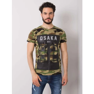 Khaki camo men's t-shirt with a Preston print