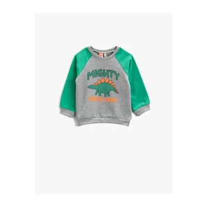 Koton Dinosaur Printed Sweatshirt Crew Neck