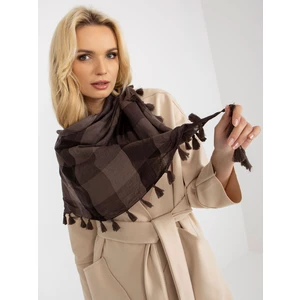 Women's brown scarf with fringe