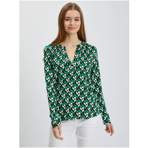 Orsay White-Green Ladies Patterned Blouse - Ladies