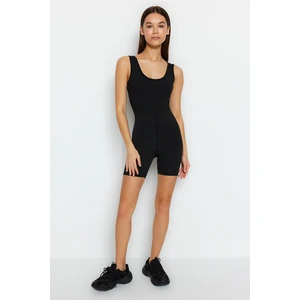 Trendyol Black Sporty Jumpsuit with a reflective print at the waist.