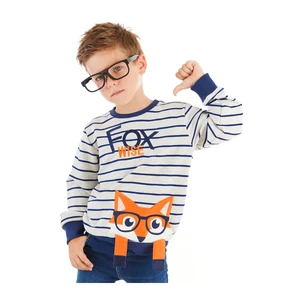 Denokids Fox Stripe Gray Navy Blue Boys Sweatshirt.