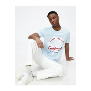 Koton College T-shirt with Printed Crew Neck Slim Fit Cotton.