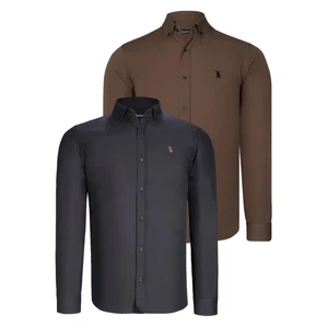 DUAL SET G725 DEWBERRY MENS SHIRTS-BLACK-BROWN