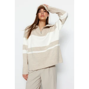 Trendyol Stone Wide fit Basic Color Block Knitwear Sweater