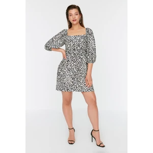 Trendyol Curve Leopard Patterned Woven Dress with Belt