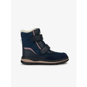 Black and Blue Girls' Ankle Snow Boots with Suede Details Geox Adel - Girls