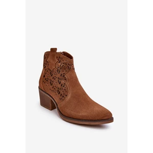 Suede Openwork D&A Camel Cowboy Boots