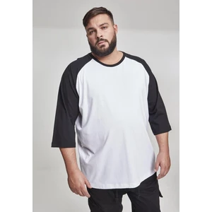 Contrasting raglan T-shirt with 3/4 sleeves wht/bl