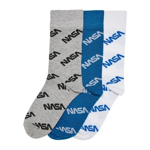 NASA Full-Length Kids Socks, 3 Pack, Bright Blue/Grey/White