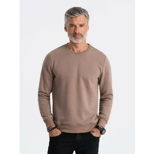 Ombre BASIC men's hoodless sweatshirt - light brown