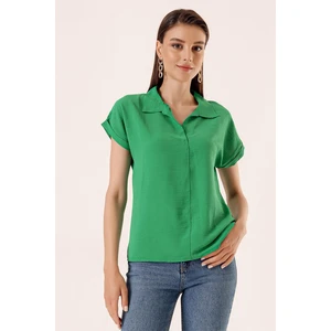 By Saygı Polo Neck Double Sleeves Split-Beautiful Blouse