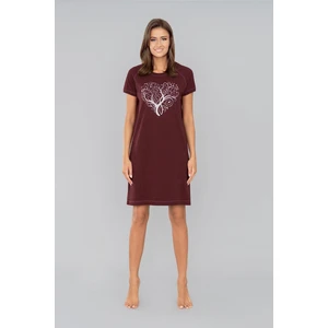 Women's shirt with short sleeves Hosta - burgundy