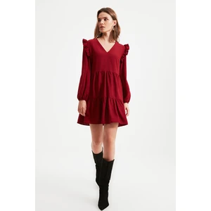 Trendyol Claret Red Petite Pleated Dress