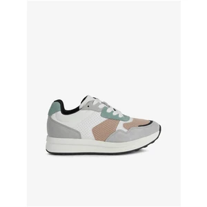 White-grey Women's Suede Geox Runntix Shoes - Women