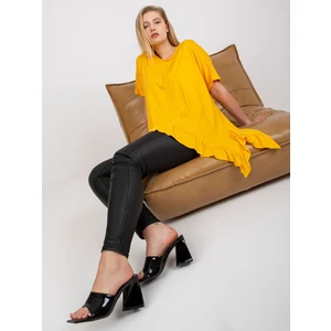 Large yellow viscose blouse with ruffles