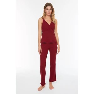 Trendyol Pajama Set - Burgundy - Plain