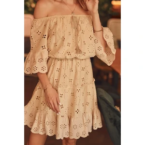 Openwork Spanish beige dress