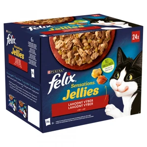 FELIX Sensations Jellies Multipack 4(24x85g) hovädzie s rajčinami/ kura s mrkvou/ kačica/ jahňacie v och. želé