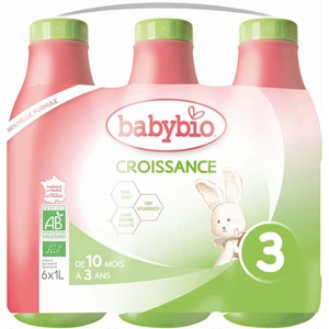 BABYBIO Croissance 3 Tekuté pokračovacie dojčenské mlieko od 10 mesiaca do 3 rokov BIO 1 l