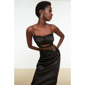 Trendyol Black Piping Detailed Satin Bustier