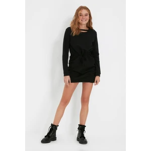 Trendyol Black Collar Detailed Raised Sweat Knitted Dress