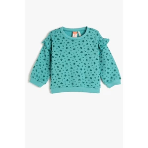 Koton Ruffled Sweatshirt With Floral Long Sleeve Crew Neck Cotton