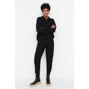 Trendyol Black Polo Collar Thin, Knitted Tracksuit Set