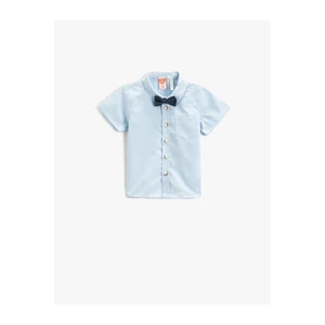 Koton Shirt with Bow Tie Short Sleeved One Pocket