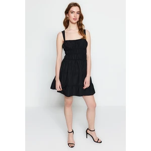 Trendyol Black Mini Woven Ruffle Dress that opens at the waist