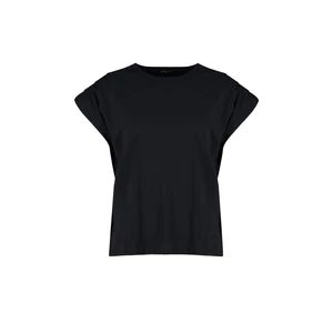 Trendyol Curve Black Crew Neck Plain Basic Single Jersey Plus Size Blouse