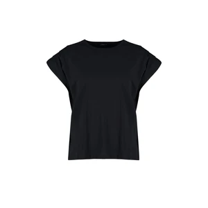 Trendyol Curve Black Crew Neck Plain Basic Single Jersey Plus Size Blouse