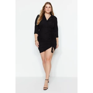 Trendyol Curve Black Pleated Woven Dress