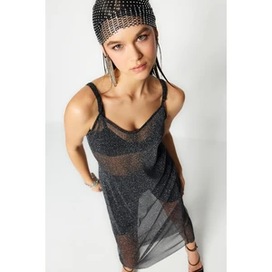 Trendyol Black Shimmering Fishnet Evening Dress