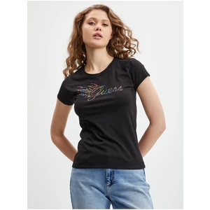 Black Women's T-Shirt Guess Flame - Women