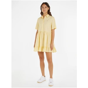 Light Yellow Ladies Shirt Dress Tommy Jeans - Ladies