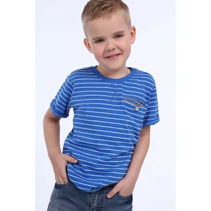 Boys' cornflower blue striped T-shirt