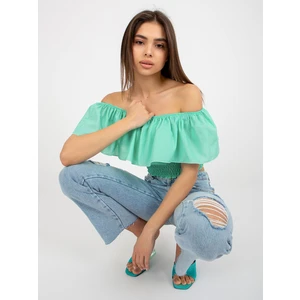 Mint short Spanish blouse with ruffles