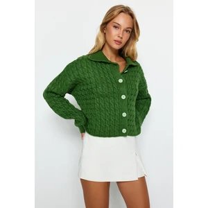 Trendyol Mint Polo Neck Pletený Detailní pletený svetr