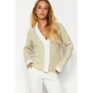 Trendyol Stone Wide Fit puha texturált színes blokk kötöttáru Cardigan