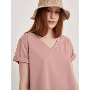 Pink v-neck t-shirt Blue Shadow