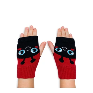 Denokids Ladybug Girl's Red Black Fingerless Gloves