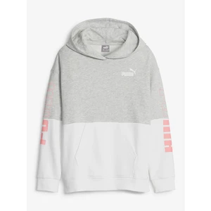 White and grey girls' hoodie Puma Power - Girls