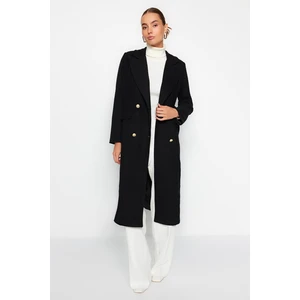 Trendyol Long Black Cuffed Coat with Belt