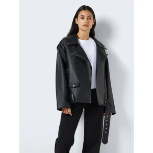 Black Leatherette Oversize Jacket Noisy May Paulina - Ladies