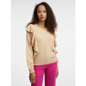 Orsay Beige women's sweater with ruffles - Women