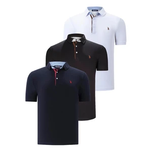 TRIPLE SET T8582 DEWBERRY MENS T-SHIRT-BLACK-WHITE-NAVY BLUE